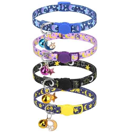 SCENEREAL Breakaway Katzenhalsband mit Glöckchen, Sicherheitsschnalle, weich, verstellbar, Kätzchen-Halsbänder für Katzen, Welpen, rosa Halsbänder für Hunde, Mädchen, Jungen, Mond und Stern SCENEREAL Breakaway Katzenhalsband mit Glöckchen, Sicherheitsschnalle, weich, verstellbar, Kätzchen-Halsbänder für Katzen, Welpen, rosa Halsbänder für Hunde, Mädchen, Jungen, Mond und Stern von SCENEREAL