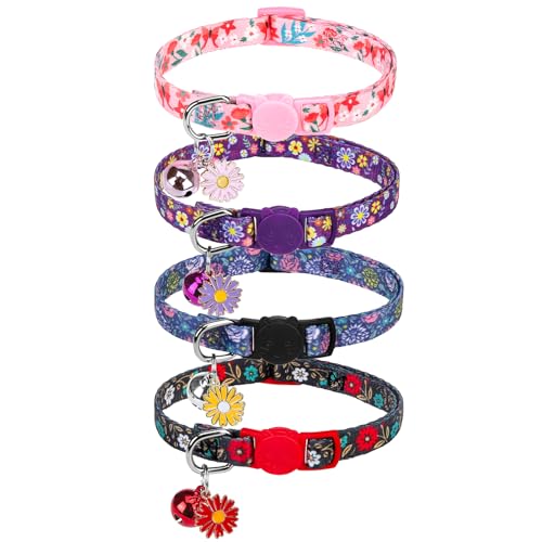 SCENEREAL Breakaway Katzenhalsband mit Glöckchen, Sicherheitsschnalle, weich, verstellbar, für Katzen, Welpen, Frühlingsrosa, Halsbänder für Hunde, Mädchen, Jungen, Blumenmuster SCENEREAL Breakaway Katzenhalsband mit Glöckchen, Sicherheitsschnalle, weich, verstellbar, für Katzen, Welpen, Frühlingsrosa, Halsbänder für Hunde, Mädchen, Jungen, Blumenmuster von SCENEREAL