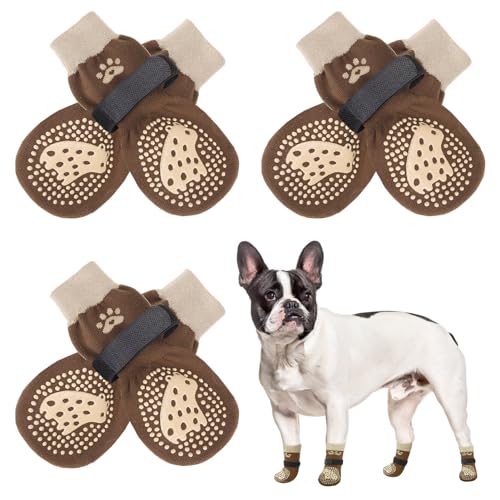 SCENEREAL Doppelseitige Anti-Rutsch-Hundesocken für Hartholzböden, um das Lecken der Pfoten zu stoppen, rutschfeste Hundeschuhe für heiße/kalte Gehwege, Rutschen, Pfotenschutz mit Greifern von SCENEREAL