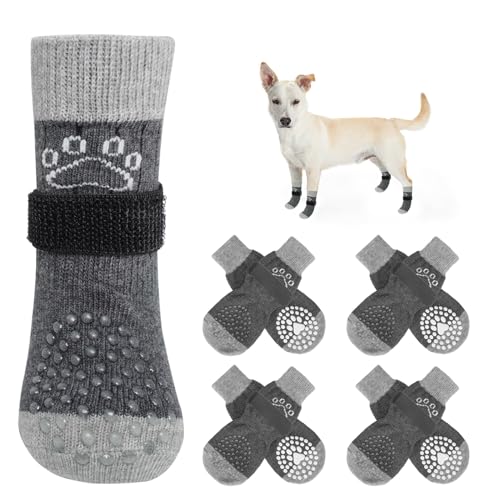 SCENEREAL Doppelseitige Anti-Rutsch-Hundesocken für Hartholzböden, um das Lecken von Pfoten zu stoppen, rutschfeste Hundeschuhe für heiße/kalte Gehwege, Rutschen, Pfotenschutz mit Greifern, Grau Pearl SCENEREAL Doppelseitige Anti-Rutsch-Hundesocken für Hartholzböden, um das Lecken von Pfoten zu stoppen, rutschfeste Hundeschuhe für heiße/kalte Gehwege, Rutschen, Pfotenschutz mit Greifern, Grau Pearl von SCENEREAL
