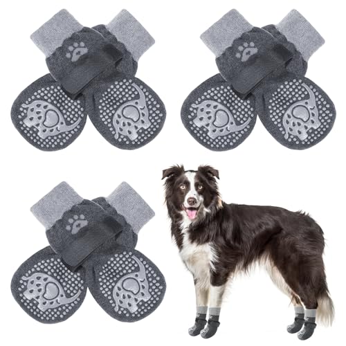 SCENEREAL Doppelseitige rutschfeste Hundesocken für Hartholzböden, um das Lecken der Pfoten zu stoppen, rutschfeste Hundeschuhe für heiße / kalte Böden, Rutschen, von SCENEREAL