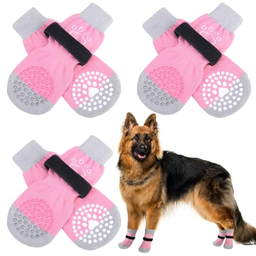 SCENEREAL Double Side Anti Slip Dog Socks, Dogs Shoes for Hot Cold Pavement, 3 Pairs Non-Slip Paw Protectors Indoor for Small Medium Large Old Dogs, Prevent Floor Scratching, Stop Lecken von SCENEREAL