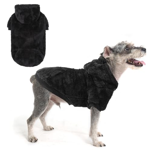 SCENEREAL Flauschiger Pullover/Hoodie für kleine, mittelgroße und große Hunde, Fleece, warmes Sweatshirt mit Tasche, Wintermantel für Jungen/Mädchen, Chihuahua, Welpenkleidung mit Loch für die Leine von SCENEREAL