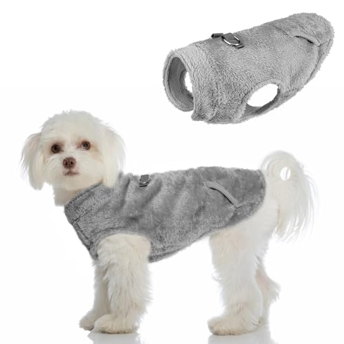 SCENEREAL Fleece-Weste, Hundepullover mit Geschirr, integrierter Tasche für kleine, mittelgroße Hunde, Haustiermantel für kaltes Wetter mit weichem Futter, warmer Plüschpullover für Welpen, Jungen und SCENEREAL Fleece-Weste, Hundepullover mit Geschirr, integrierter Tasche für kleine, mittelgroße Hunde, Haustiermantel für kaltes Wetter mit weichem Futter, warmer Plüschpullover für Welpen, Jungen und von SCENEREAL