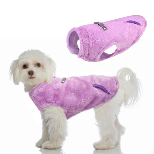 SCENEREAL Fleece-Weste, Hundepullover mit Geschirr, integrierter Tasche für kleine, mittelgroße Hunde, Haustiermantel für kaltes Wetter mit weichem Futter, warmer Plüschpullover für Welpen, Jungen und SCENEREAL Fleece-Weste, Hundepullover mit Geschirr, integrierter Tasche für kleine, mittelgroße Hunde, Haustiermantel für kaltes Wetter mit weichem Futter, warmer Plüschpullover für Welpen, Jungen und von SCENEREAL