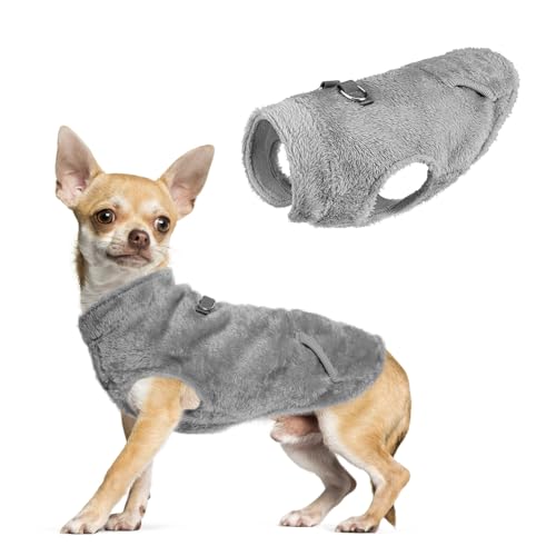 SCENEREAL Fleece-Weste, Hundepullover mit Geschirr, integrierter Tasche für kleine, mittelgroße Hunde, Haustiermantel für kaltes Wetter mit weichem Futter, warmer Plüschpullover für Welpen, Jungen und SCENEREAL Fleece-Weste, Hundepullover mit Geschirr, integrierter Tasche für kleine, mittelgroße Hunde, Haustiermantel für kaltes Wetter mit weichem Futter, warmer Plüschpullover für Welpen, Jungen und von SCENEREAL