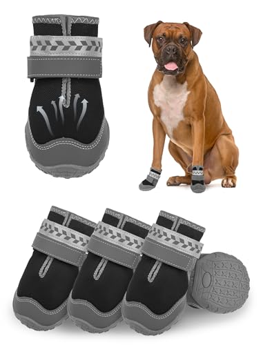 SCENEREAL Große Hundeschuhe für heißen Bürgersteig, atmungsaktive Netzstiefel für sommerliche Spaziergänge, reflektierende Haustierstiefel und Pfotenschutz für draußen, Schwarz, Größe 42 SCENEREAL Große Hundeschuhe für heißen Bürgersteig, atmungsaktive Netzstiefel für sommerliche Spaziergänge, reflektierende Haustierstiefel und Pfotenschutz für draußen, Schwarz, Größe 42 von SCENEREAL