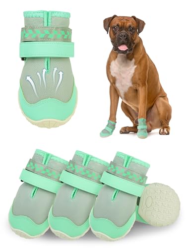 SCENEREAL Große Hundeschuhe für heißen Gehweg, Netzgewebe, atmungsaktive Stiefel für sommerliche Spaziergänge, reflektierende Haustierstiefel und Pfotenschutz für draußen, Grün, Größe 8 SCENEREAL Große Hundeschuhe für heißen Gehweg, Netzgewebe, atmungsaktive Stiefel für sommerliche Spaziergänge, reflektierende Haustierstiefel und Pfotenschutz für draußen, Grün, Größe 8 von SCENEREAL