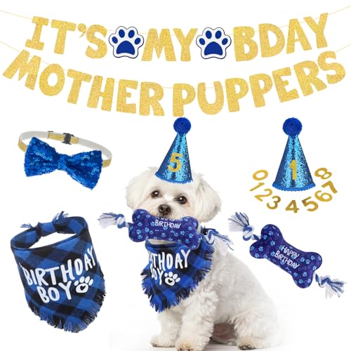 SCENEREAL Hunde-Geburtstagstuch, Bandana, Schal für Jungen, Geburtstagsparty, Hut mit niedlicher Fliege für mittelgroße und große Hunde, Haustier, Geburtstagsgeschenk, Spielzeug, Größe S SCENEREAL Hunde-Geburtstagstuch, Bandana, Schal für Jungen, Geburtstagsparty, Hut mit niedlicher Fliege für mittelgroße und große Hunde, Haustier, Geburtstagsgeschenk, Spielzeug, Größe S von SCENEREAL
