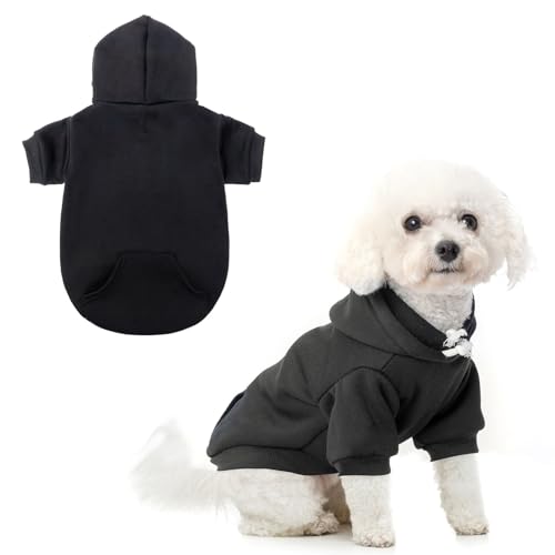 SCENEREAL Hunde-Kapuzenpullover für kleine, mittelgroße und große Hunde, Fleece-Hunde-Sweatshirt mit Hut und Tasche, weiche Baumwolle, für kalte Winter, Allwetter-Hundekleidung für S bis XL, Schwarz SCENEREAL Hunde-Kapuzenpullover für kleine, mittelgroße und große Hunde, Fleece-Hunde-Sweatshirt mit Hut und Tasche, weiche Baumwolle, für kalte Winter, Allwetter-Hundekleidung für S bis XL, Schwarz von SCENEREAL