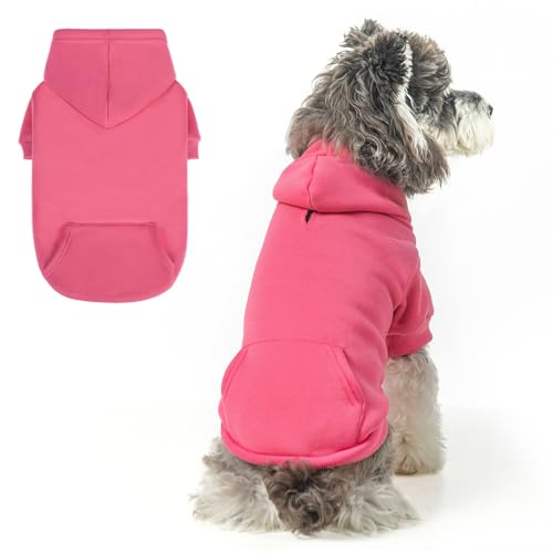 SCENEREAL Hunde-Kapuzenpullover für kleine, mittelgroße und große Hunde, Fleece-Hunde-Sweatshirt mit Hut und Tasche, weiche Baumwolle, für kalte Winter, Allwetter-Hundekleidung für S bis XL, Rosa S von SCENEREAL