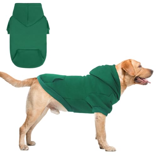 SCENEREAL Hunde-Kapuzenpullover für kleine, mittelgroße und große Hunde, Fleece-Hunde-Sweatshirt mit Hut und Tasche, weiche Baumwolle, für kalte Winter, Allwetter-Hundekleidung für S bis XL, Grün XL SCENEREAL Hunde-Kapuzenpullover für kleine, mittelgroße und große Hunde, Fleece-Hunde-Sweatshirt mit Hut und Tasche, weiche Baumwolle, für kalte Winter, Allwetter-Hundekleidung für S bis XL, Grün XL von SCENEREAL