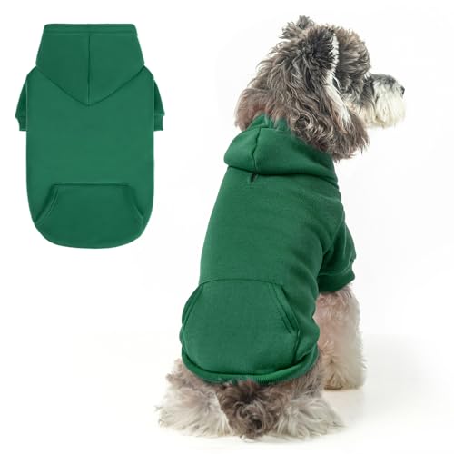 SCENEREAL Hunde-Kapuzenpullover für kleine, mittelgroße und große Hunde, Fleece-Hunde-Sweatshirt mit Hut und Tasche, weiche Baumwolle, für kalte Winter, Allwetter-Hundekleidung für S bis XL, Grün S SCENEREAL Hunde-Kapuzenpullover für kleine, mittelgroße und große Hunde, Fleece-Hunde-Sweatshirt mit Hut und Tasche, weiche Baumwolle, für kalte Winter, Allwetter-Hundekleidung für S bis XL, Grün S von SCENEREAL