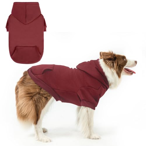 SCENEREAL Hunde-Kapuzenpullover für kleine, mittelgroße und große Hunde, Fleece-Hunde-Sweatshirt mit Hut und Tasche, weiche Baumwolle, für kalte Winter, Allwetter-Hundekleidung für S bis XL, von SCENEREAL