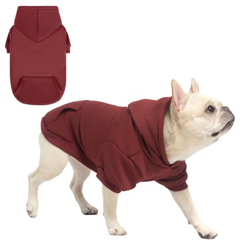 SCENEREAL Hunde-Kapuzenpullover für kleine, mittelgroße und große Hunde, Fleece-Hunde-Sweatshirt mit Hut und Tasche, weiche Baumwolle, für kalte Winter, Allwetter-Hundekleidung für S bis XL von SCENEREAL
