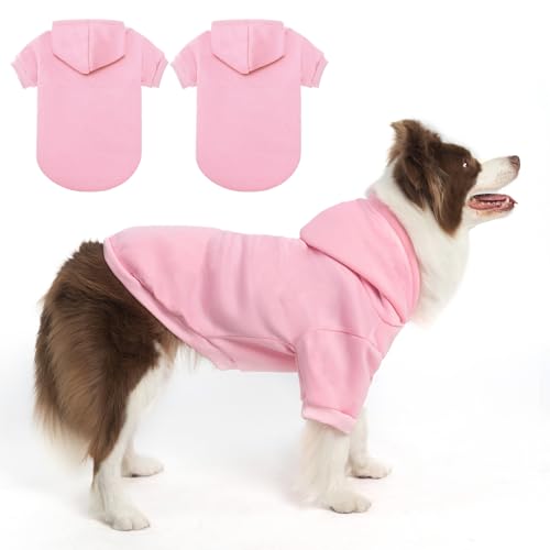 SCENEREAL 2er-Pack Pullover/Hoodies für kleine, mittelgroße und große Hunde, warmes Winter-Sweatshirt mit Mütze, weiche Kapuzenkleidung, Mantel-Outfit, Rosa, Größe L SCENEREAL 2er-Pack Pullover/Hoodies für kleine, mittelgroße und große Hunde, warmes Winter-Sweatshirt mit Mütze, weiche Kapuzenkleidung, Mantel-Outfit, Rosa, Größe L von SCENEREAL