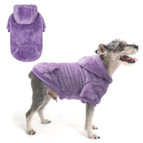 SCENEREAL Fleecepullover mit Kapuze für kleine, mittelgroße und große Hunde, flauschig warmes Sweatshirt mit Tasche, süße Hundekleidung für Jungen/Mädchen, Winter/Herbst, Designer-Pullover mit Loch von SCENEREAL