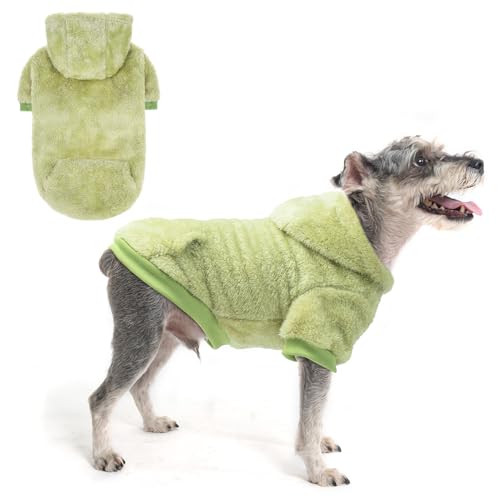 SCENEREAL Flauschiger Pullover für kleine, mittelgroße und große Hunde, Fleece, warmes Sweatshirt mit Tasche, Winterkleidung für Mädchen und Jungen, niedliches Designer-Mantel-Outfit mit Loch für die von SCENEREAL