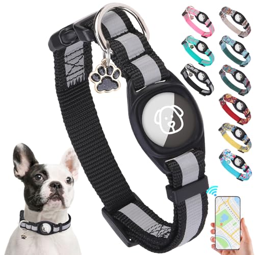 SCENEREAL Hundehalsband mit Airtag-Halterung für kleine bis große Hunde, reflektierend, Sicherheitsverriegelungsschnalle, weiches Nylon, Haustierhalsbänder, verstellbar für alle Rassen, Schwarz S SCENEREAL Hundehalsband mit Airtag-Halterung für kleine bis große Hunde, reflektierend, Sicherheitsverriegelungsschnalle, weiches Nylon, Haustierhalsbänder, verstellbar für alle Rassen, Schwarz S von SCENEREAL