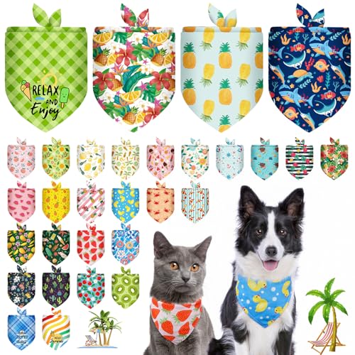 SCENEREAL Hundehalstücher für kleine und mittelgroße Haustiere, für Frühling und Sommer, verstellbare Katzenschals, Alltag, Geburtstag, Party, Hochzeit, Urlaub, Dreieck-Lätzchen, Schal, 30 Stück SCENEREAL Hundehalstücher für kleine und mittelgroße Haustiere, für Frühling und Sommer, verstellbare Katzenschals, Alltag, Geburtstag, Party, Hochzeit, Urlaub, Dreieck-Lätzchen, Schal, 30 Stück von SCENEREAL