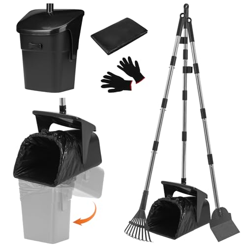 SCENEREAL Hundekotschaufel für den Hof, Hundekot-Mülleimer, schwenkbar, Spaten für große, mittelgroße und kleine Hunde mit 40 Kotbeuteln, extra langer 114,3 cm Griff, tragbare Schaufel für den von SCENEREAL