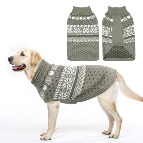 SCENEREAL Hundepullover für große, mittelgroße und kleine Hunde, weich, warm, Rollkragenpullover, gestrickt, hässliche Hunde-Weihnachtsoutfits, Argyle, Weihnachten, Haustiermantel für kaltes Wetter von SCENEREAL