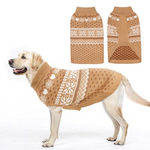 SCENEREAL Hundepullover für große, mittelgroße und kleine Hunde, weich, warm, Rollkragenpullover, gestrickt, hässliche Hunde-Weihnachtsoutfits, Argyle, Weihnachten, Haustiermantel für kaltes Wetter von SCENEREAL