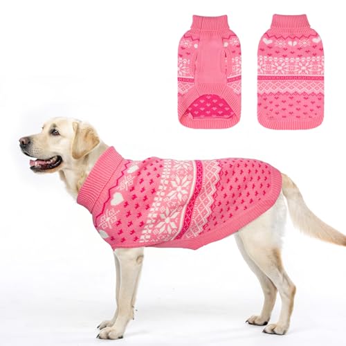 SCENEREAL Hundepullover für große, mittelgroße und kleine Hunde, weich, warm, Rollkragenpullover, gestrickt, hässliche Hunde-Weihnachtsoutfits, Argyle, Weihnachten, Haustiermantel für kaltes Wetter von SCENEREAL
