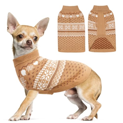 SCENEREAL Hundepullover für große, mittelgroße und kleine Hunde, warme Welpenkleidung, weicher Rollkragen-Sweatshirt, gestrickt, hässlicher Weihnachtspullover, Haustier-Outfits von SCENEREAL