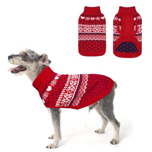 SCENEREAL Hundepullover für kleine, mittelgroße und große Hunde, Rollkragenpullover für Halloween, Weihnachten, Winterurlaub, Schneeflockenmantel, Hundekleidung für Welpen, Mädchen, Jungen von SCENEREAL