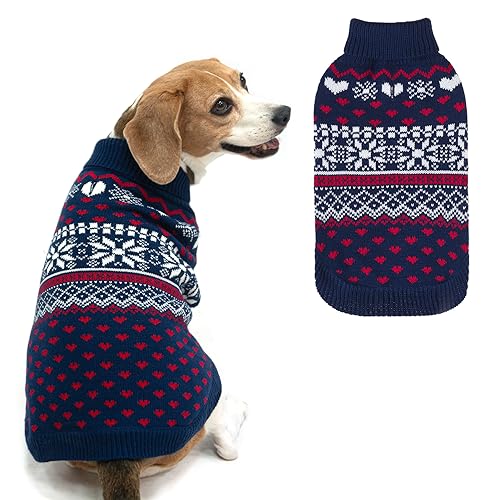 SCENEREAL Hundepullover für kleine, mittelgroße und große Hunde, Rollkragenpullover für Halloween, Weihnachten, Winterurlaub, Schneeflockenmantel, Hundekleidung für Welpen, Mädchen, Jungen von SCENEREAL