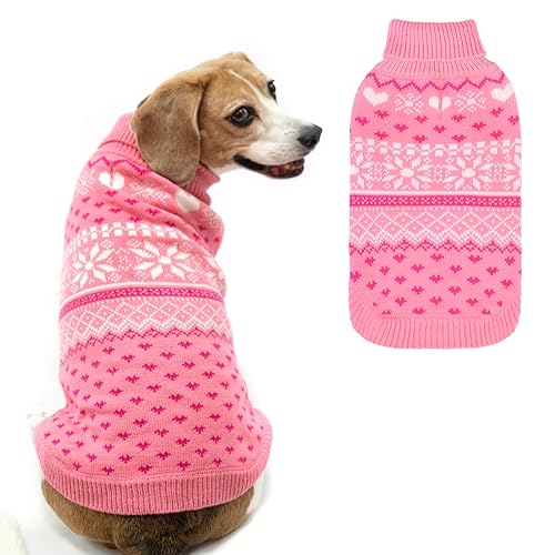 SCENEREAL Hundepullover für kleine, mittelgroße und große Hunde, Rollkragenpullover für Weihnachten, Winterurlaub, Schneeflockenmantel, Hundekleidung für Welpen, Mädchen, Jungen von SCENEREAL