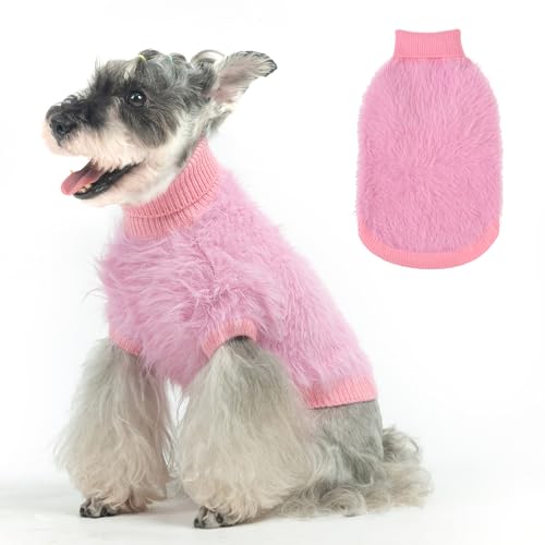 SCENEREAL Hundepullover aus Kunstfell für kleine und mittelgroße Hunde, superweiches Fleece-Hunde-Sweatshirt für kaltes Wetter, Rollkragen-Plüsch, gestrickt, warm, Winter, kaltes Wetter, Mantel für von SCENEREAL