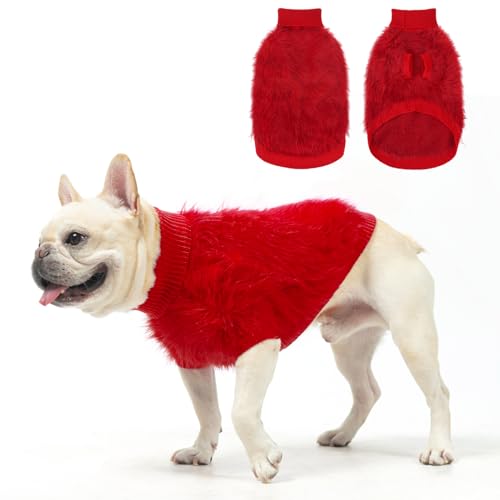 SCENEREAL Hundepullover für kleine und mittelgroße Hunde, Rot, Größe M von SCENEREAL