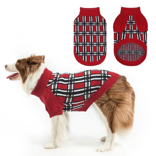 SCENEREAL Hundepullover mit Karomuster, warmer Strickpullover, weicher Rollkragenpullover für kleine, mittelgroße und große Hunde, Welpen, Katzen, Hunde, Herbst, Winter, kaltes Wetter, Gary ML SCENEREAL Hundepullover mit Karomuster, warmer Strickpullover, weicher Rollkragenpullover für kleine, mittelgroße und große Hunde, Welpen, Katzen, Hunde, Herbst, Winter, kaltes Wetter, Gary ML von SCENEREAL