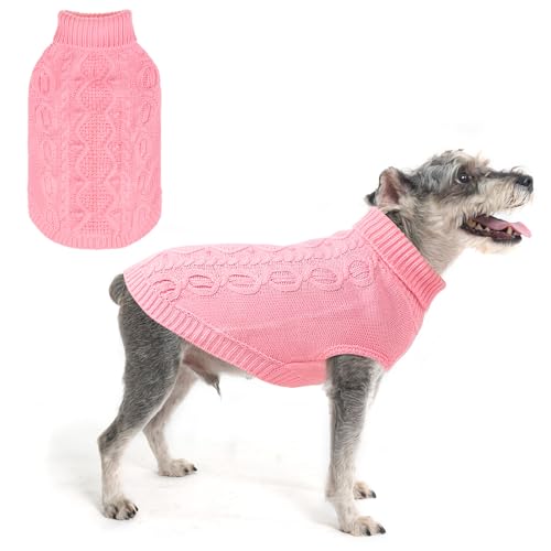 SCENEREAL Hundepullover mit Zopfmuster, dick, Rollkragen, Rosa, Größe S SCENEREAL Hundepullover mit Zopfmuster, dick, Rollkragen, Rosa, Größe S von SCENEREAL