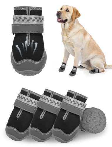 SCENEREAL Hundeschuhe für heiße Gehwege, mittelgroße und große Hunde, Netzgewebe, atmungsaktive Stiefel für den Sommer, reflektierende Haustierstiefel und Pfotenschutz für draußen, Schwarz, Größe 5 SCENEREAL Hundeschuhe für heiße Gehwege, mittelgroße und große Hunde, Netzgewebe, atmungsaktive Stiefel für den Sommer, reflektierende Haustierstiefel und Pfotenschutz für draußen, Schwarz, Größe 5 von SCENEREAL