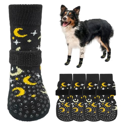 SCENEREAL Doppelseitige Anti-Rutsch-Hundesocken für Hartholzböden, um das Lecken der Pfoten zu stoppen, rutschfeste Hundeschuhe für heiße/kalte Gehwege, Rutschen, Pfotenschutz mit Greifern von SCENEREAL