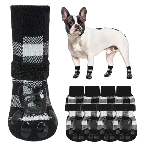 SCENEREAL Hundesocken für heiße/kalte Gehwege, Schwarz kariert, Größe S von SCENEREAL