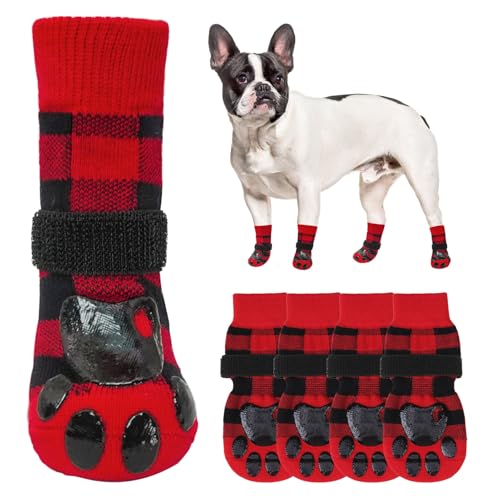 SCENEREAL Hundesocken für heiße/kalte Gehwege, rot kariert, Größe S von SCENEREAL