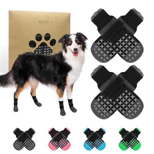 SCENEREAL Hundesocken gegen Lecken von Pfoten für Hartholzböden, rutschfest, griffige Traktionssocken für ältere Hunde, Grau, M von SCENEREAL