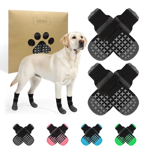 SCENEREAL Hundesocken gegen Lecken von Pfoten für Hartholzböden, rutschfest, griffige Traktionssocken für ältere Hunde, Grau, XL von SCENEREAL