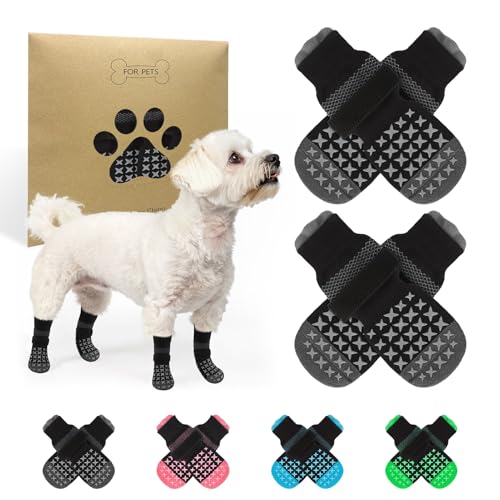 SCENEREAL Hundesocken gegen Lecken von Pfoten für Hartholzböden, rutschfest, griffige Traktionssocken für ältere Hunde, Grau, XS von SCENEREAL