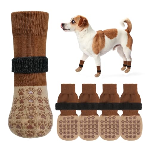 SCENEREAL Hundesocken gegen Lecken von Pfoten für Hartholzböden, rutschfest, rutschfeste Hundesocken, Schuhe für ältere kleine bis große Hunde, Hundestiefel und Pfotenschutz für heiße und kalte von SCENEREAL