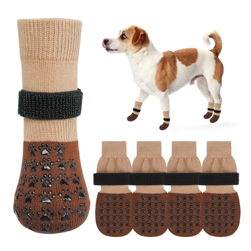 SCENEREAL Hundesocken gegen Lecken von Pfoten für Hartholzböden, rutschfest, rutschfeste Hundesocken, Schuhe für ältere kleine bis große Hunde, Hundestiefel und Pfotenschutz für heiße und kalte von SCENEREAL