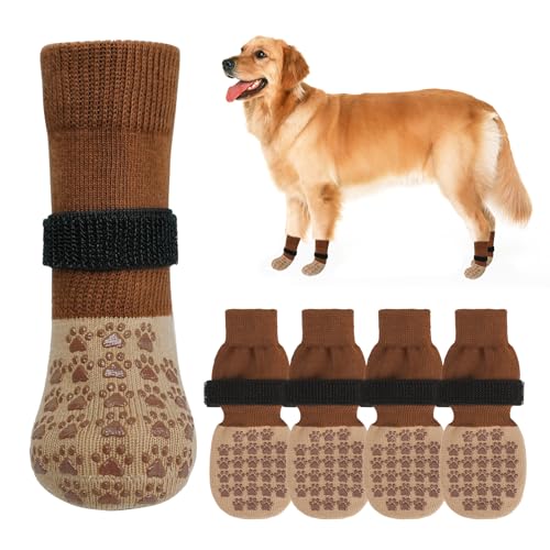 SCENEREAL Hundesocken gegen Lecken von Pfoten für Hartholzböden, rutschfest, rutschfeste Hundesocken, Schuhe für ältere kleine bis große Hunde, Hundestiefel und Pfotenschutz für heiße und kalte von SCENEREAL