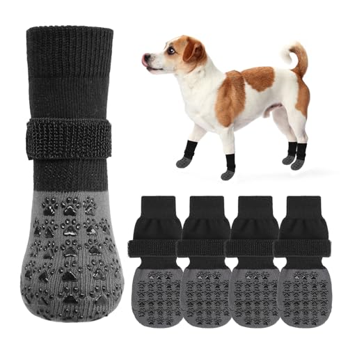 SCENEREAL Hundesocken gegen Lecken von Pfoten für Hartholzböden, rutschfest, rutschfeste Hundesocken, Schuhe für ältere kleine bis große Hunde, Hundestiefel und Pfotenschutz für heiße und kalte von SCENEREAL