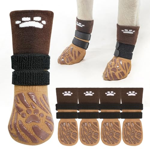 SCENEREAL Hundesocken gegen Lecken von Pfoten für heiße/kalte Gehwege, Hundeschuhe und Pfotenschutz für kleine, mittelgroße und große Hunde, griffige Socken für ältere Hunde, für Hartholzböden, Winter von SCENEREAL