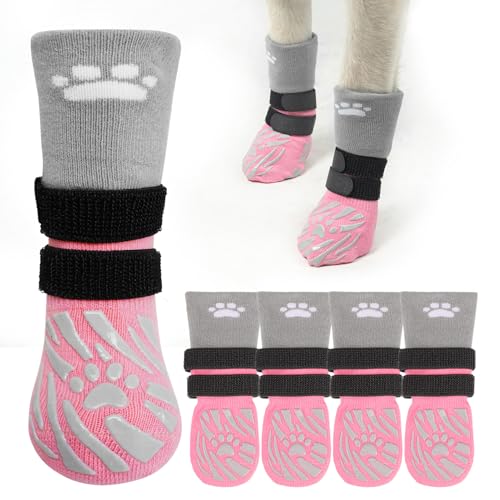 SCENEREAL Hundesocken gegen Lecken von Pfoten für heiße/kalte Gehwege, Hundeschuhe und Pfotenschutz für kleine, mittelgroße und große Hunde, griffige Socken für ältere Hunde, für Hartholzböden, Winter SCENEREAL Hundesocken gegen Lecken von Pfoten für heiße/kalte Gehwege, Hundeschuhe und Pfotenschutz für kleine, mittelgroße und große Hunde, griffige Socken für ältere Hunde, für Hartholzböden, Winter von SCENEREAL