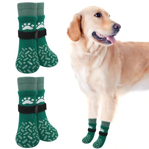 SCENEREAL Hundesocken gegen Lecken von Pfoten für heiße/kalte Gehwege, rutschfeste lange Hundesocken für Hartholzböden, Hundeschuhe, Stiefeletten und Pfotenschutz für kleine, mittelgroße und große von SCENEREAL